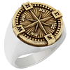 Men's Sterling Silver and Bronze Compass Ring