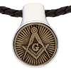 Sterling Silver Bronze Masonic Necklace on Leather Cord