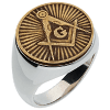 Sterling Silver Men's Masonic Ring with Bronze Top