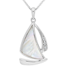 Sterling Silver Mother of Pearl Sailboat Necklace with Diamond Accents