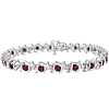 Sterling Silver Lab-Grown Ruby Tennis Bracelet With 0.15 ct Genuine Diamonds