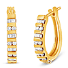 10k Yellow Gold 1.0 ct tw Round and Baguette Diamond Hoop Earrings