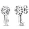 14k White Gold 3/4 ct tw Diamond Floral Cluster Drop Earrings