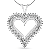 Sterling Silver 1.0 ct tw Diamond Heart Pendant Necklace