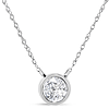 10k White Gold 1/10 ct Round Diamond Bezel-Set Solitaire Pendant Necklace