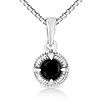 Sterling Silver 1/3 ct tw Treated Black Diamond Solitaire Milgrain Necklace