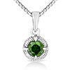 Sterling Silver 1/3 ct tw Treated Green Diamond Solitaire Milgrain Necklace