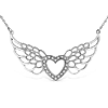 Sterling Silver Pave-Set Diamond Angel Wing Heart Pendant Necklace