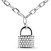 Sterling Silver 1/4 ct tw Diamond Lock Pendant Paperclip Link Chain Necklace