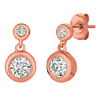 14k Rose Gold 1/2 ct Two-Stone Diamond Bezel Earrings