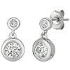 14k White Gold 1/2 ct Two-Stone Diamond Bezel Earrings
