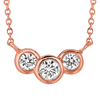 14k Rose Gold 1/2 ct Diamond 3-Stone Bezel 18in Necklace