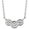14k White Gold 1/2 ct Diamond 3-Stone Bezel 18in Necklace