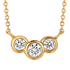 14k Yellow Gold 1/2 ct Diamond 3-Stone Bezel 18in Necklace