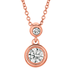 14k Rose Gold 1/4 ct Two-Stone Diamond Bezel 18in Necklace