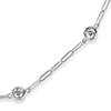 14k White Gold .75 ct tw Diamond Bezel Station Paper Clip Link Necklace