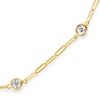14k Yellow Gold .75 ct tw Diamond Bezel Station Paper Clip Link Necklace