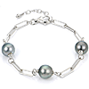 Sterling Silver 9mm Tahitian Pearl Paperclip Link Bracelet
