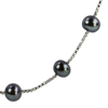 Sterling Silver 6mm Black Freshwater Pearl Station Necklace
