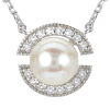 Sterling Silver Freshwater Cultured Pearl Necklace With White Topaz Accents
