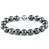 14k White Gold 8 to 10.5mm Tahitian Cultured Pearl Bracelet 7.5in AA Quality