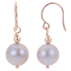 14k Rose Gold 10mm Lavender Freshwater Cultured Pearl Dangle Earrings
