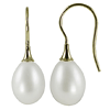 14k Yellow Gold 9mm Oval Freshwater Cultured Pearl Earrings with Shepherd Hooks