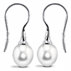14k White Gold 9mm Oval Freshwater Cultured Pearl Earrings with Shepherd Hooks