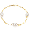 14k Yellow Gold 8mm Oval Freshwater Cultured Pearl Paperclip Link Bracelet