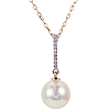 14k Yellow Gold 9mm Freshwater Cultured Pearl and Diamond Bar Necklace