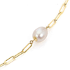 14k Yellow Gold 8mm Freshwater Cultured Pearl Drop Station Paper Clip Necklace