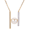 14k Yellow Gold Freshwater Pearl Bars Necklace With Diamond Accents