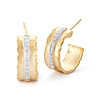 I. Reiss 14k Yellow Gold .12 ct tw Diamond Ruffled Edge Hoop Earrings