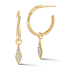 I. Reiss 14k Yellow Gold .30 ct tw Diamond Textured Hoop Earrings With Marquise Charms