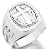 Sterling Silver Signet Cross Ring with Wreath Design