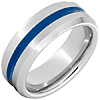 Titanium 8mm Thin Blue Line Ring with Beveled Edges