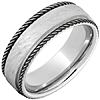 Serinium Ring with Bark Finish and Rope Edges 8mm