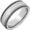 Titanium 8mm Bark Finish Ring with Rope Edges
