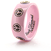 Pink Ceramic Ring with Peace Symbols 8mm