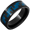 Black Ceramic Ring with Blue Carbon Fiber Inlay 8mm