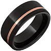 Black Ceramic Ring with Offset 14k Rose Gold Inlay 8mm