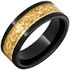 Black Ceramic Ring with 24k Yellow Gold Leaf Inlay 8mm