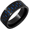 Black Ceramic Ring with Black and Blue Carbon Fiber Inlay 8mm