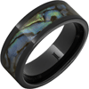 Black Ceramic Ring with Abalone Inlay 8mm