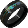 Black Ceramic Ring with Abalone Inlay Domed Center 8mm
