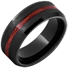 Black Ceramic Ring with Cabernet Barrel Inlay and Grain Finish 8mm