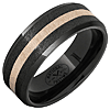 Black Ceramic Ring with Vintage Baseball Bat Maple Wood Inlay and Grain Finish