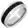 Serinium Ring with Black Carbon Fiber Inlay Beveled Edges 8mm
