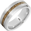 Jurassic Serinium Ring with Brown Dinosaur Fossil Bone Inlay 8mm