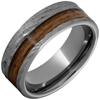 Tungsten Ring with Bourbon Barrel Wood Inlay and Bark Finish 8mm
